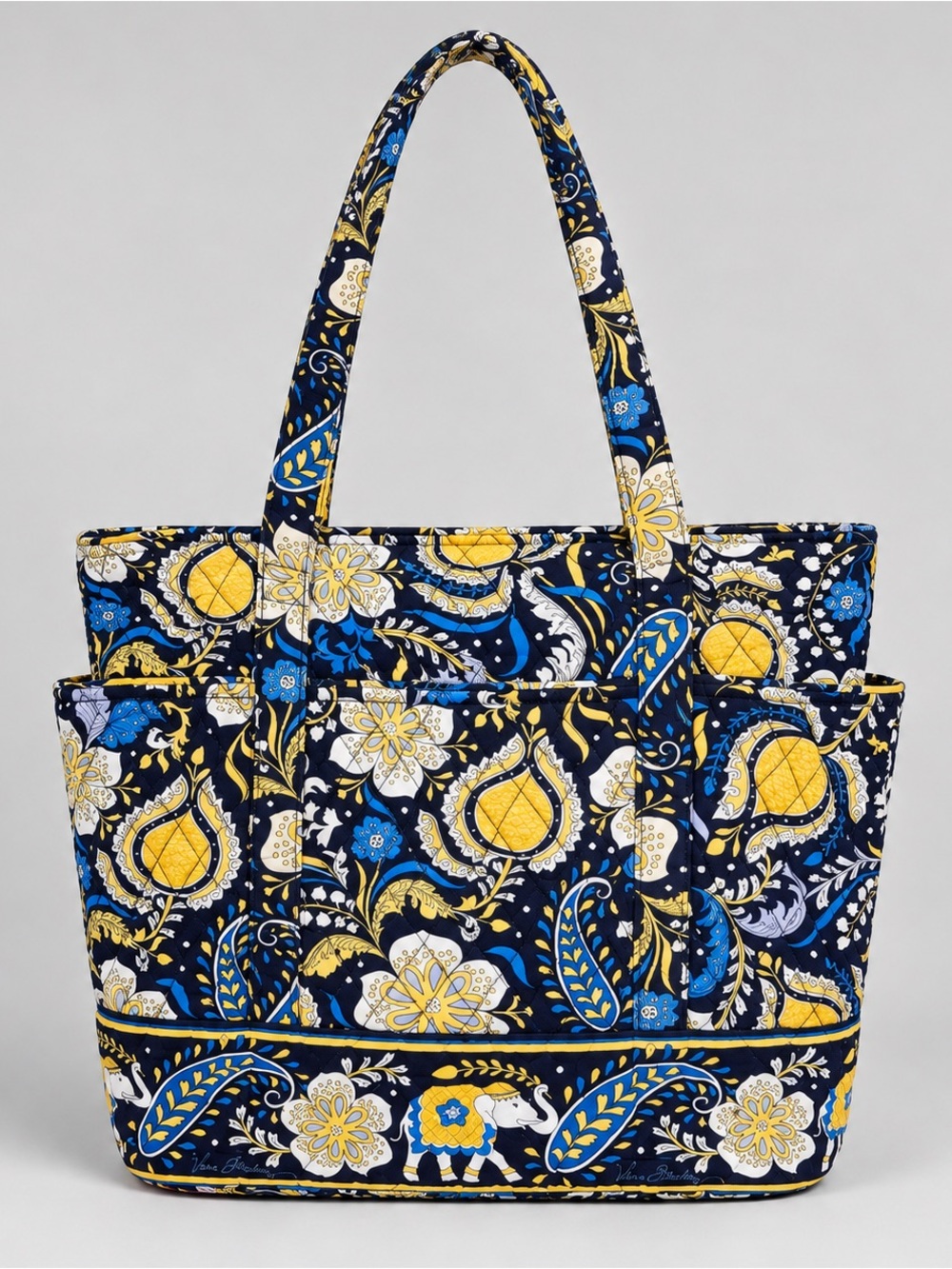 Vera Bradley Ellie Blue Go Round Tote Bohemian Quilted Retired Floral